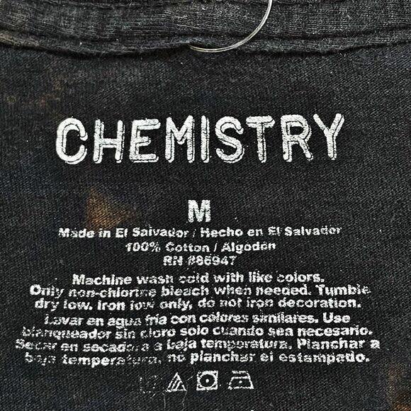 Chemistry Skeleton Roses Men T-Shirt Sz M Black Tie Dye Rock Love World Tour - Picture 5 of 5